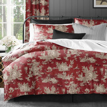 red toile pillows