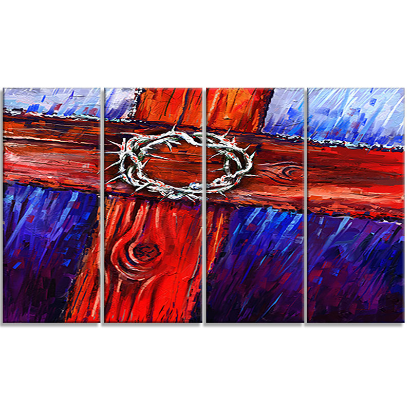 Designart Crown Of Thorns Abstract 4 Piece Painting Print On