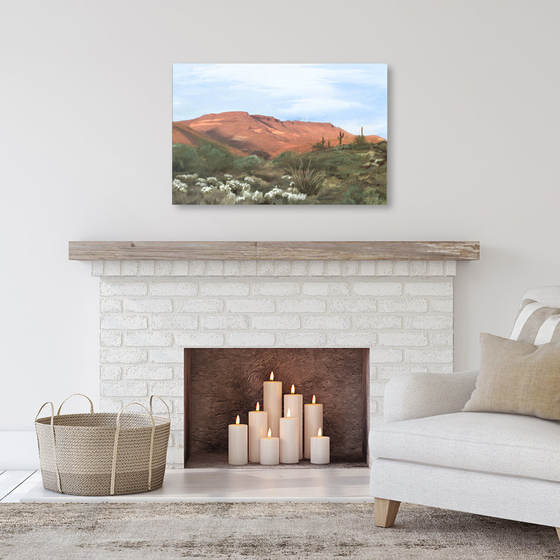 Red Desert Mountain Landscape Wrapped Canvas Painting Print