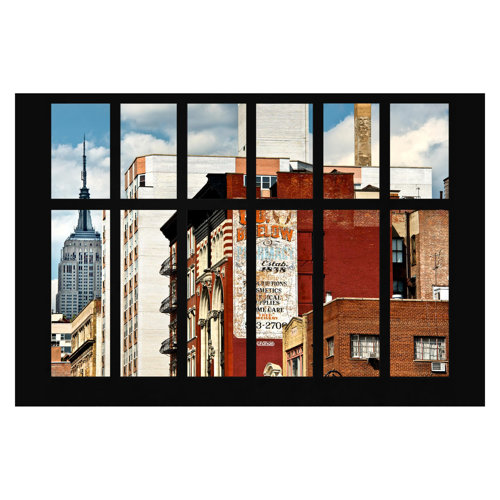 Window on New York Building 2.9m x 4.32m Textured Matt Peel & Stick Wall Mural East Urban Home