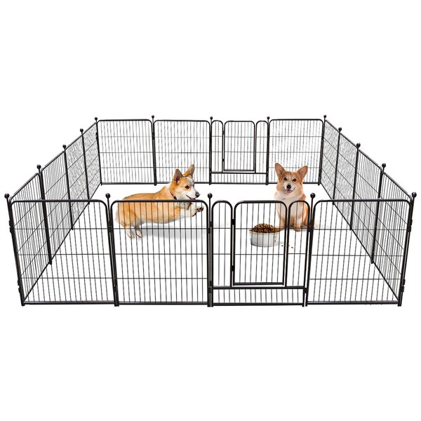 Easy to Assemble and Move with Four Wheels puppykitty Heavy Duty Dog Crate Cage Kennel Strong Metal Frame Kennel Durable Indoor & Outdoor Kennel for Large Dogs 