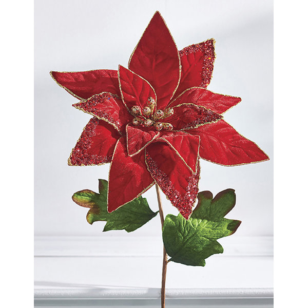 Kurt Adler BLUE GLITTERED POINSETTIA PICK