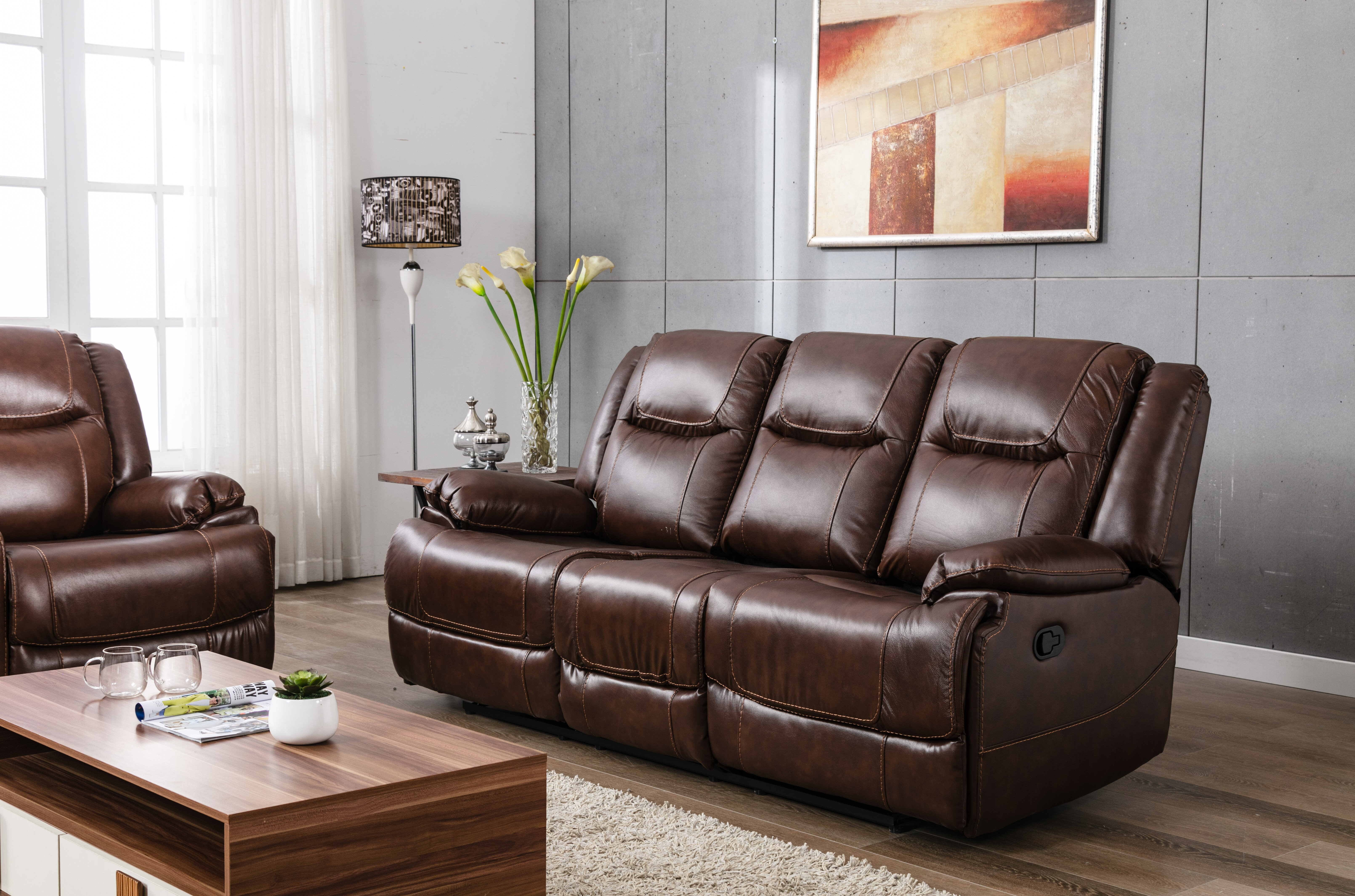 Latitude Run® 83.5 W'' Super And Oversize Luxury Top Grain Genuine Leather Sofa | Wayfair