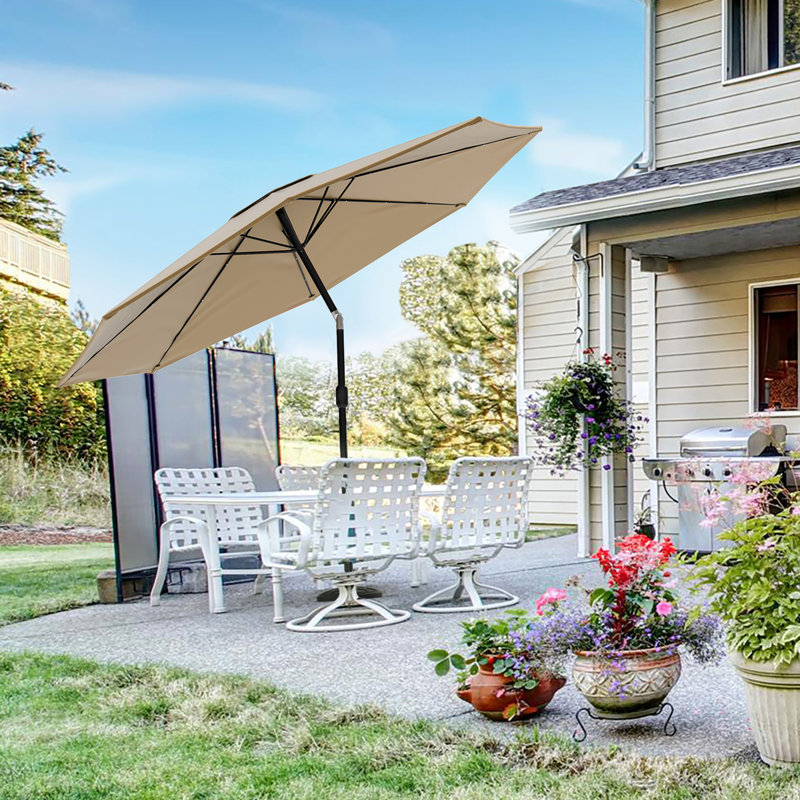 Pure Garden Solar Ed Led Patio Umbrella Reviews Wayfair