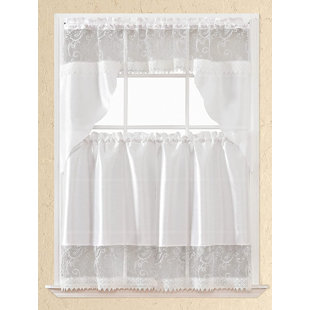 Laura Ashley Vintage style White Cotton lace curtain panel 60”/24” Swag 