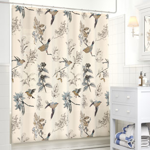 Parrot & Nature Pattern Shower Curtain Bathroom Waterproof Fabric 72 Inch 
