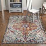 Hillsby Oriental Orange/Navy Area Rug