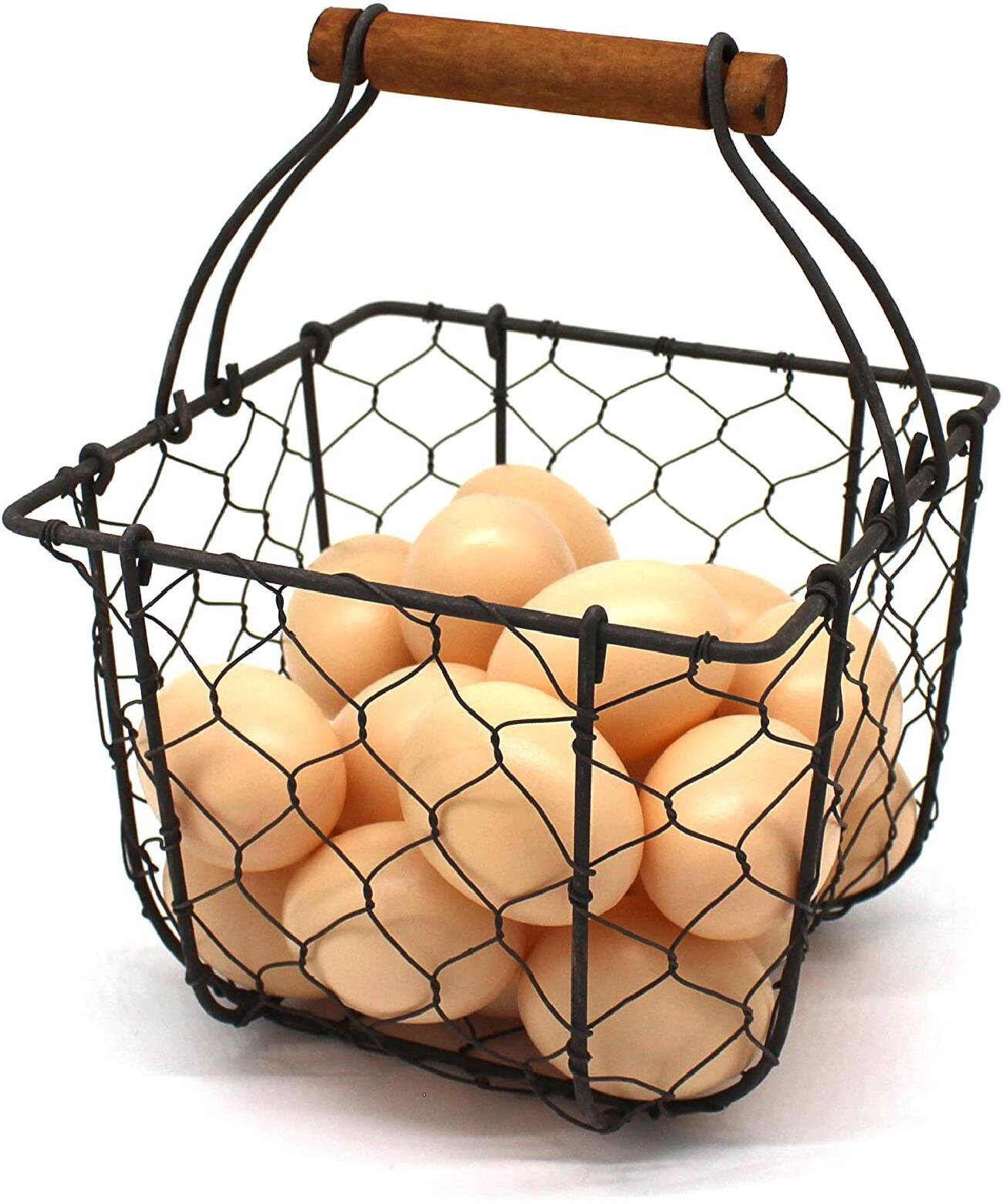 Egg Storage Basket Metal Wire Hen Shaped Snack Fruit Holder with Handles