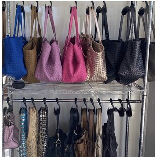 2 Hooks Rotating Handbag Hanger Rack for Closet Organizer,Plastic Storage Rack for Bag Belt Tie Scarves Hat,4 Pack