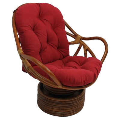 Benahid Indoor Rattan Swivel Chair with Cushion Bungalow Rose Fabric: Avocado