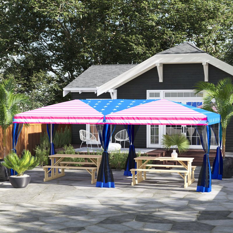 Outsunny 9 5 Ft W X 19 5 Ft D Steel Pop Up Canopy Reviews Wayfair