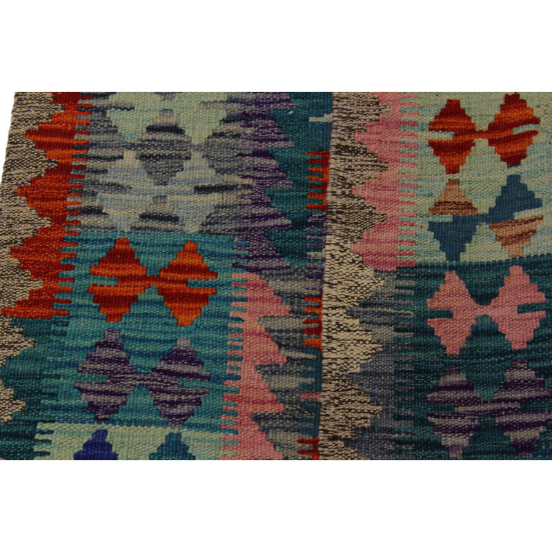Bloomsbury Market One Of A Kind Kensley Handmade Kilim Runner 2 9 X 6 5 Wool Gray Teal Area Rug Wayfair