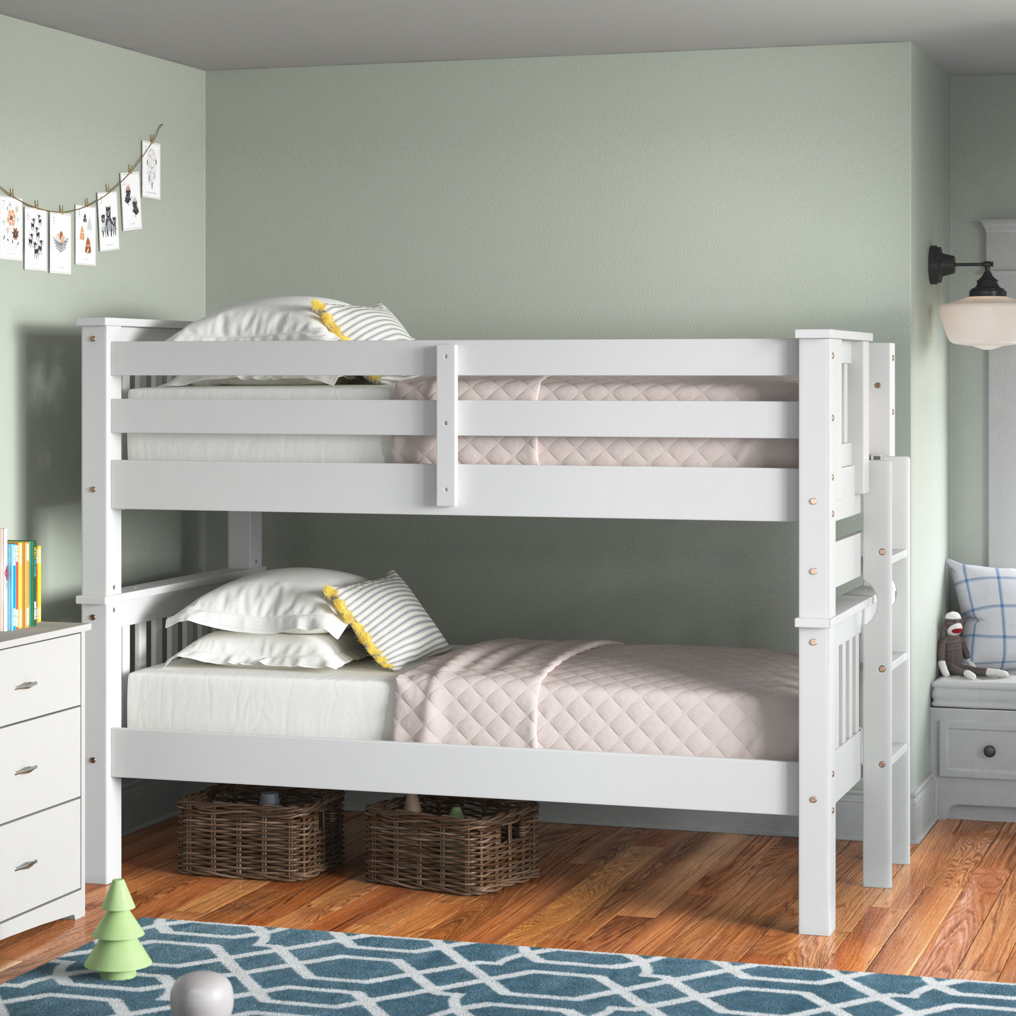 Andover Mills™ Baby & Kids Abdullah Twin Over Twin Solid Wood Standard ...