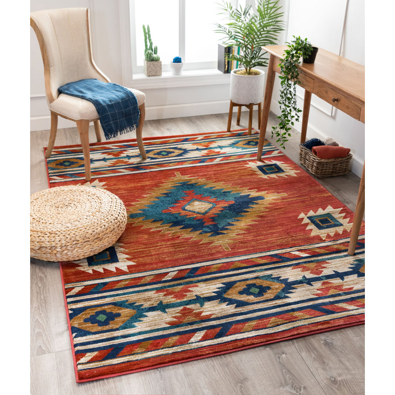 Well Woven Tulsa Lea Southwestern Geometric Crimson Area Rug Well Woven Tulsa Lea Southwestern