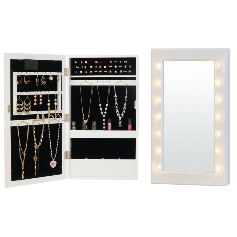 Rebrilliant Kristofer Led Wall Mounted Jewelry Armoire With Mirror