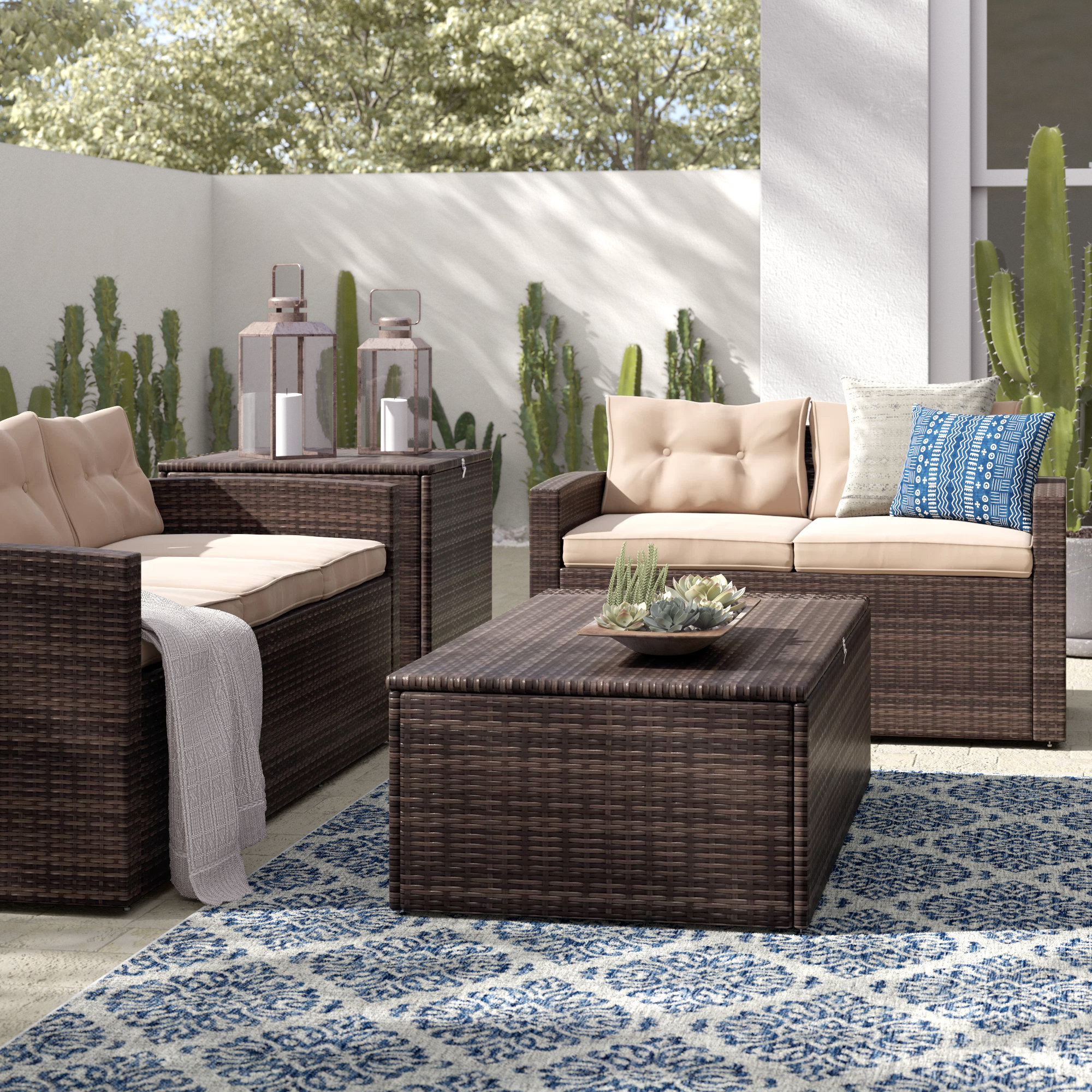Arlington 4 Piece Rattan Sofa Seating Group With Cushions