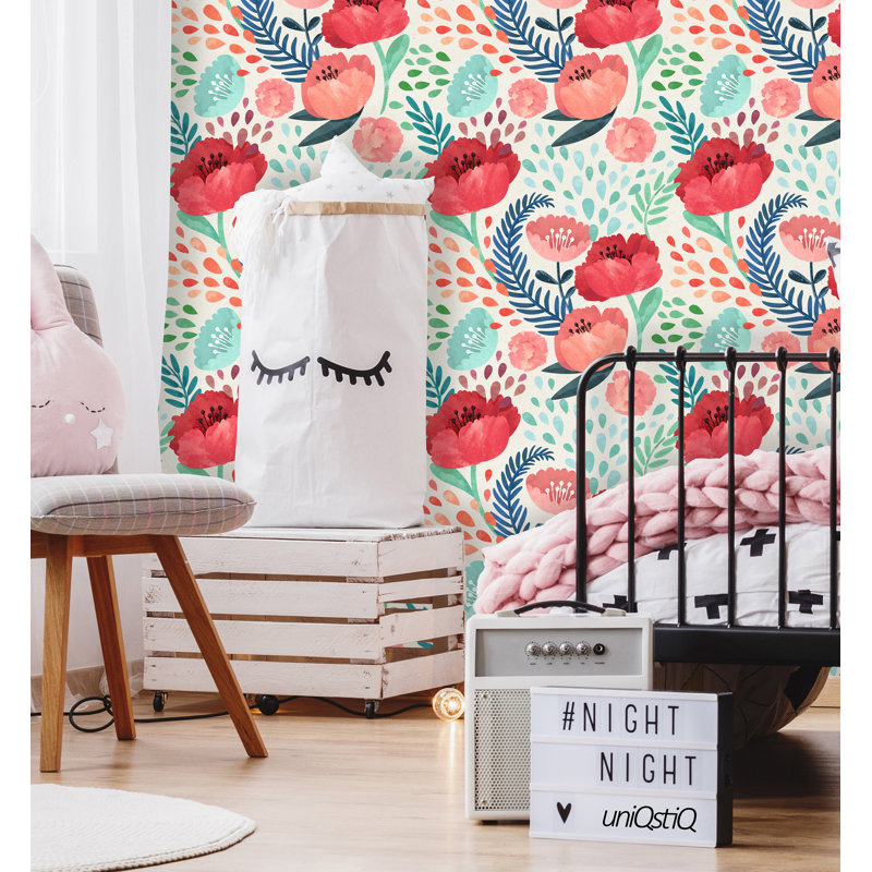 Bungalow Rose Uxbridge Removable Vintage Poppy Flowers 6 25 L X