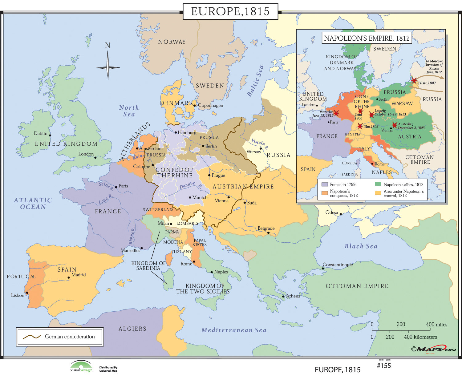 Карта европы 1815 года