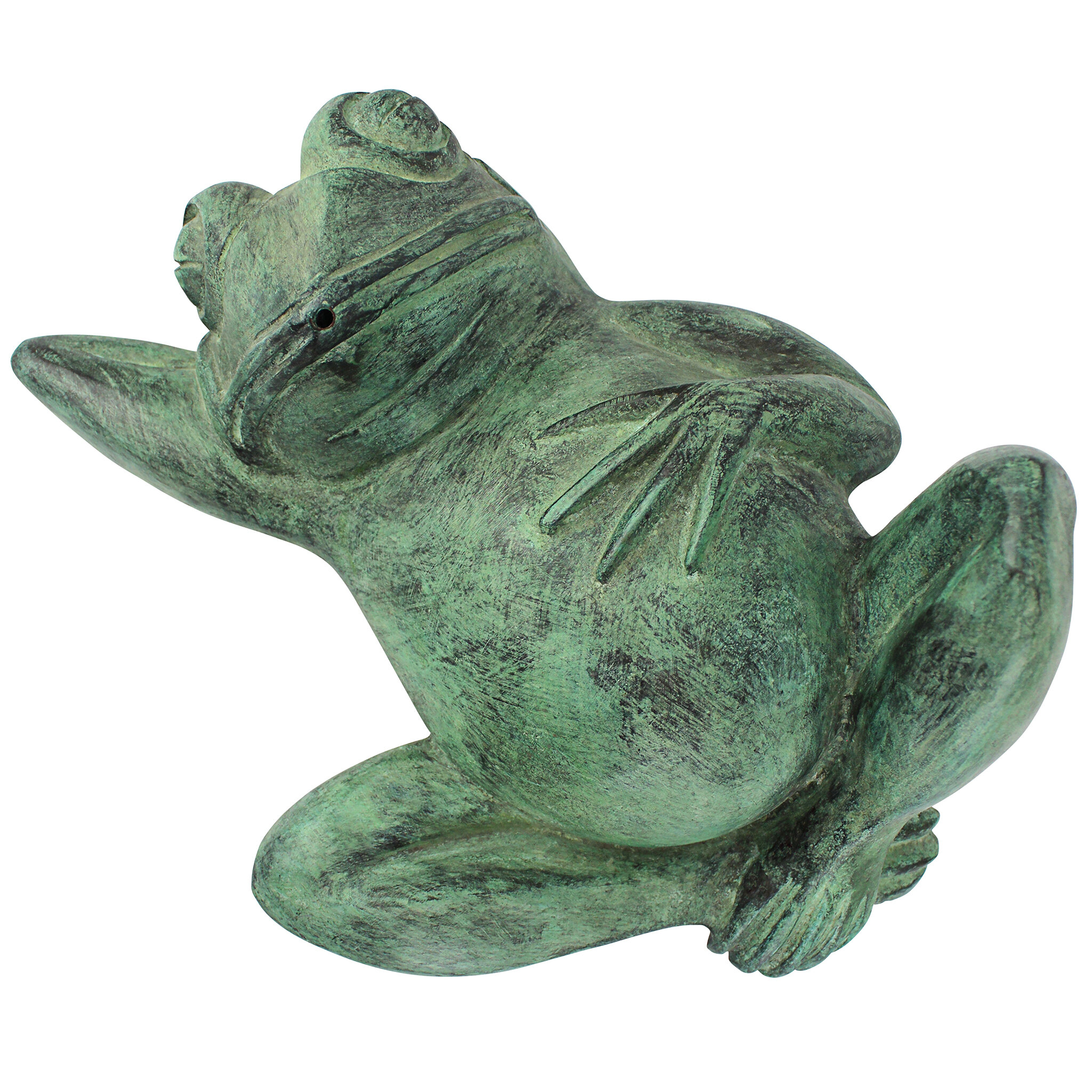 water garden fountain toad gift decor Sitting Frog Pond Spitter Statue Only 