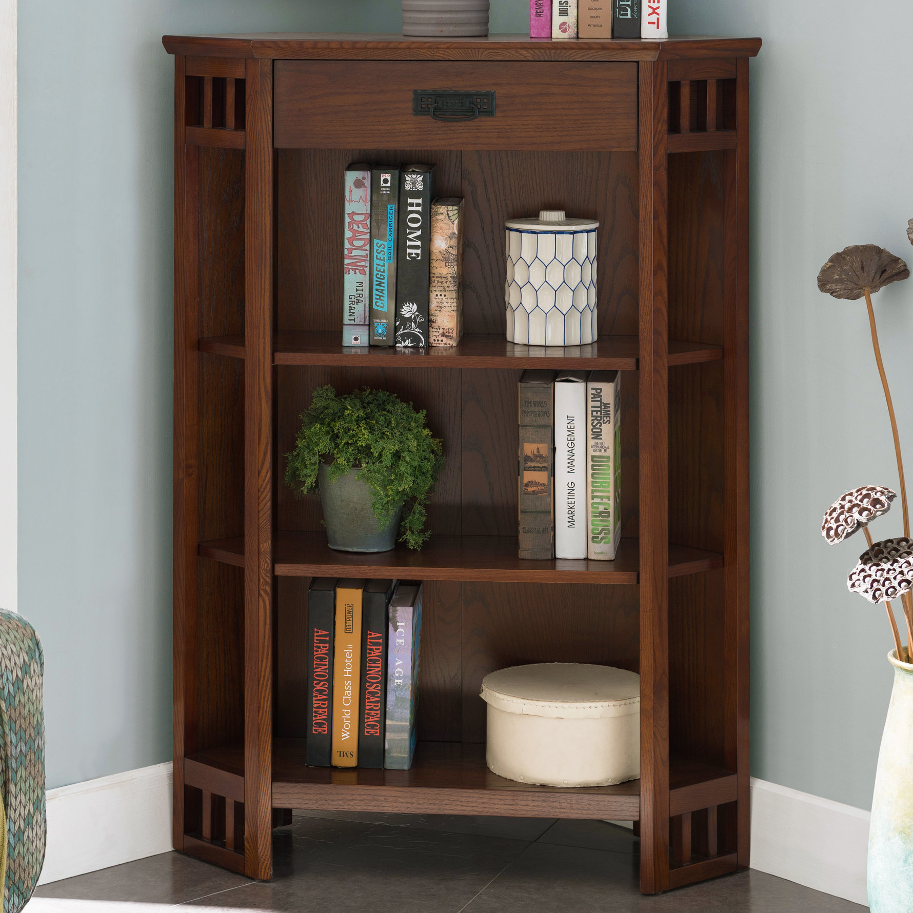Canora Grey Sanroman Corner Bookcase Reviews Bookshelf Wayfair Canora Grey Sanroman Corner Bookcase