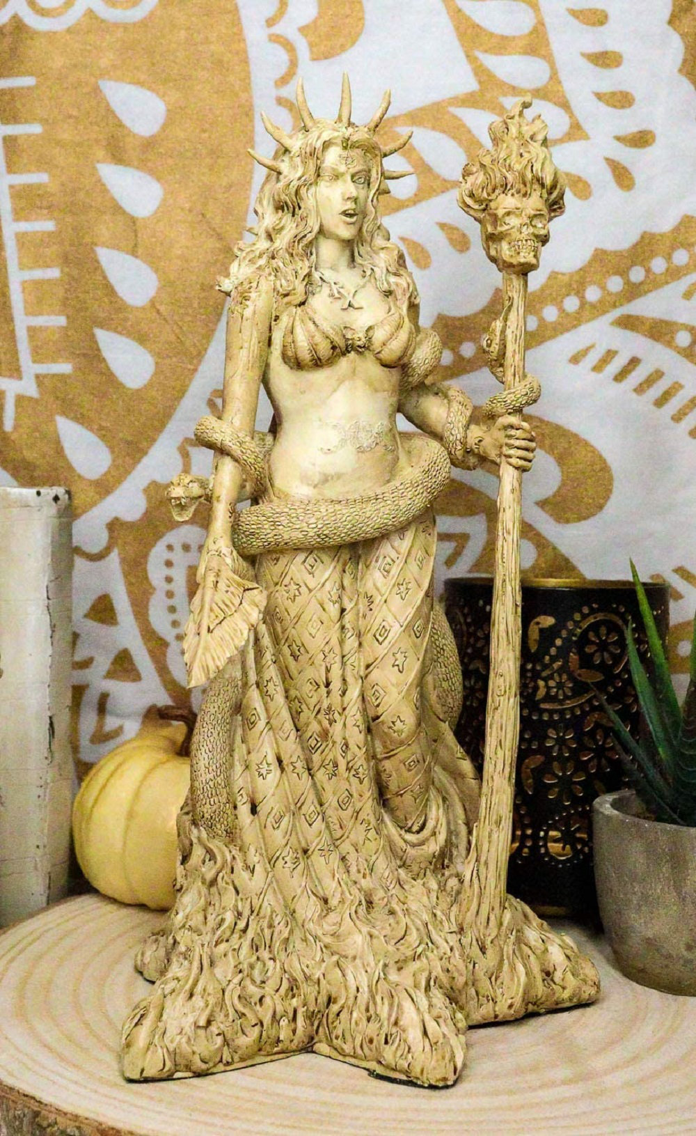 Hekate statue, torches, magick, paganism, hellenism, greek mythology, Hecate goddess, goddess of