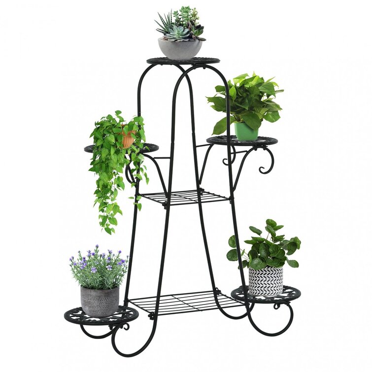 5 Tier Metal Flower Pot Plant Stand Balcony Floor-standing Multilayer Shelf Rack