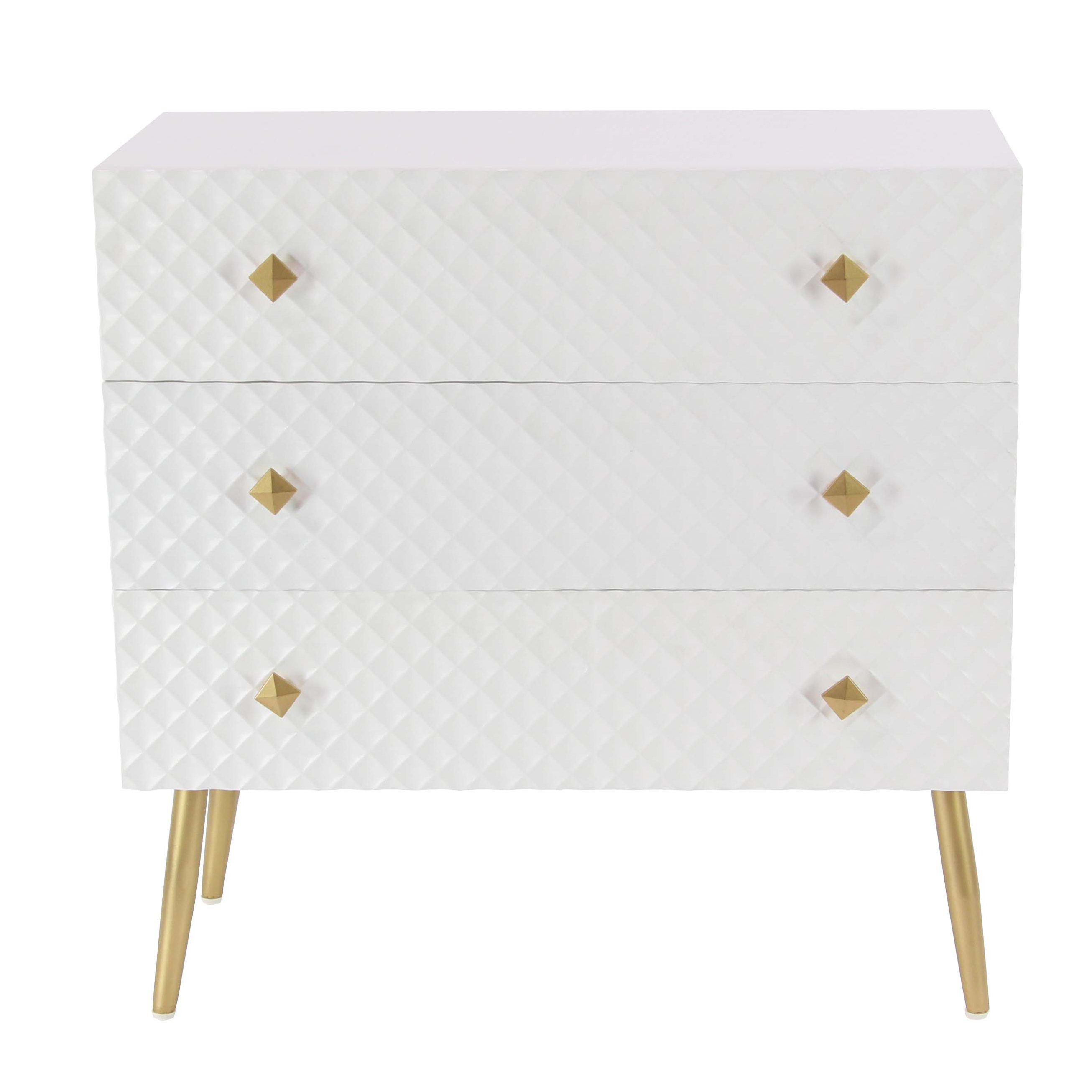 Everly Quinn Casha Diamond Patterned 3 Drawer Accent Chest