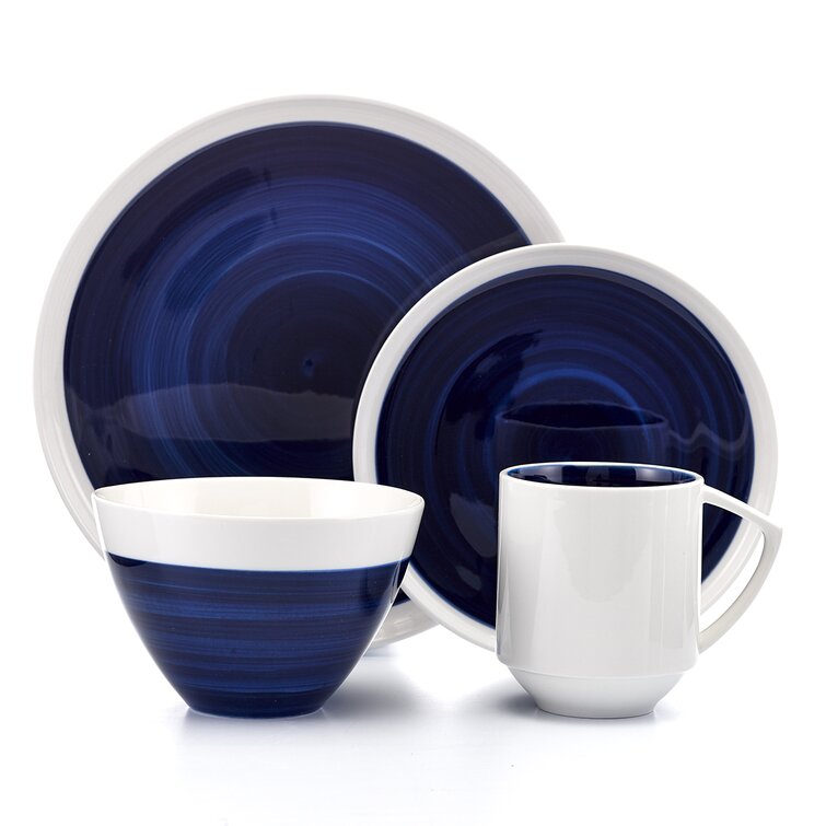 Set Dinnerware 16 Pcs Dishes Plate Mug Cup Modern Classic Vintage Aqua Blue New