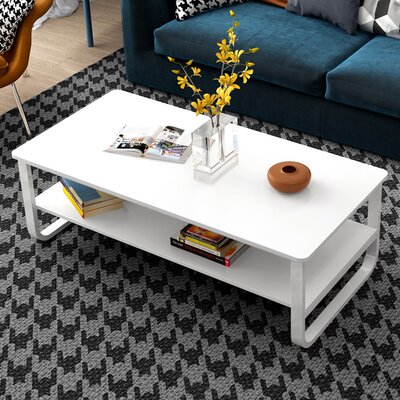 Evangelin Frame Coffee Table with Storage Latitude Run® Color: White