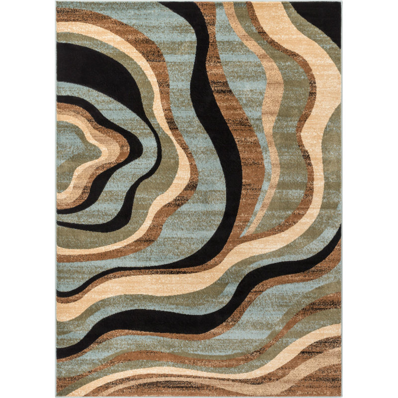 Latitude Run Jordon Abstract Blue Brown Beige Area Rug Reviews