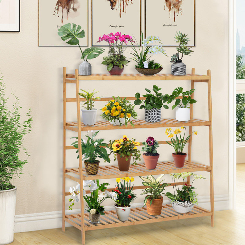 Arlmont &amp; Co. Bamboo Plant Stand Indoor And Outdoor