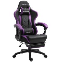 Gaming Chair Purple Leather Durable High Quality Rolling Reclining W/ Footrest 