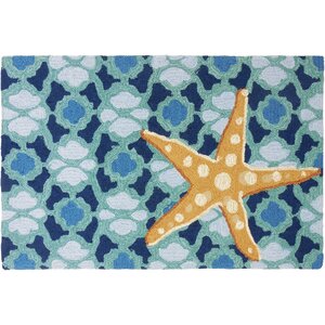 Orlando Starfish On Blue Tile Area Rug