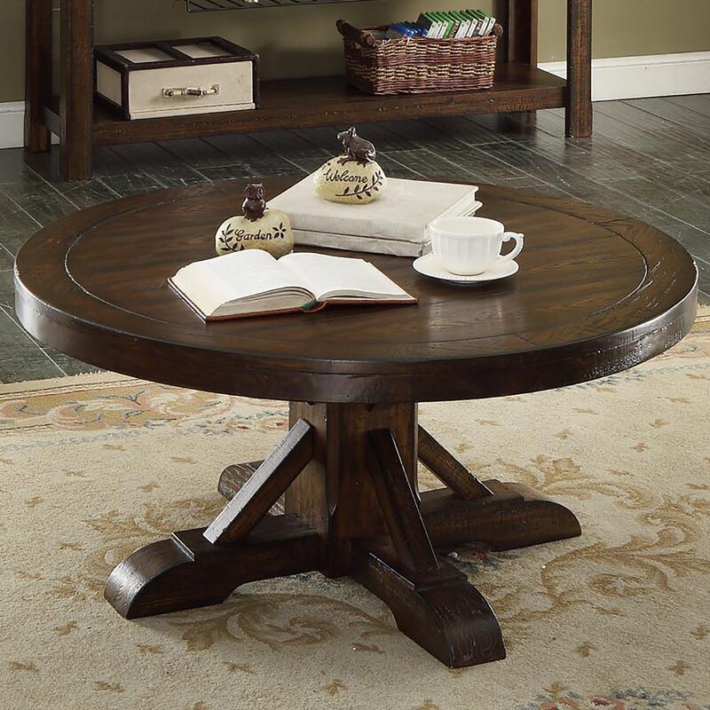 Millwood Pines Tremper Solid Wood Pedestal Coffee Table & Reviews | Wayfair