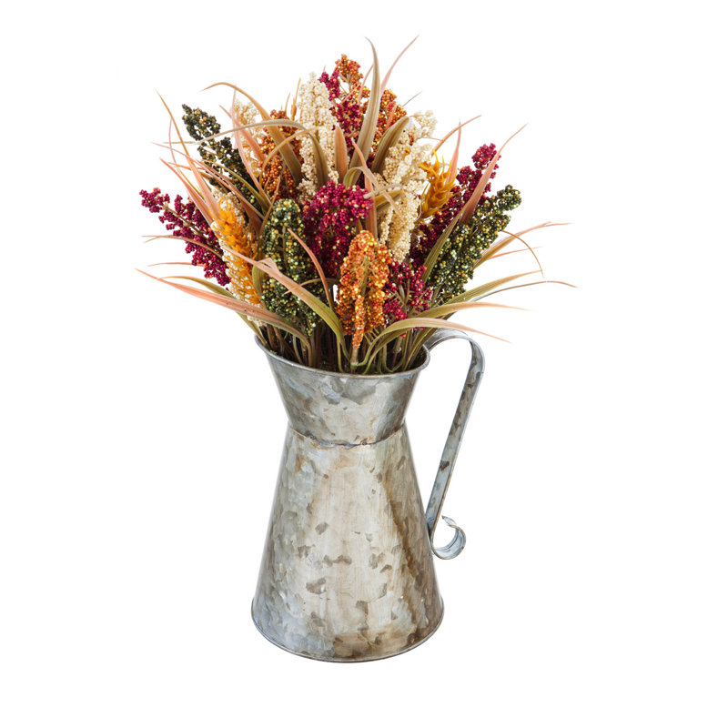 August Grove Heather Floral Arrangements In Milk Jug Vase Wayfair