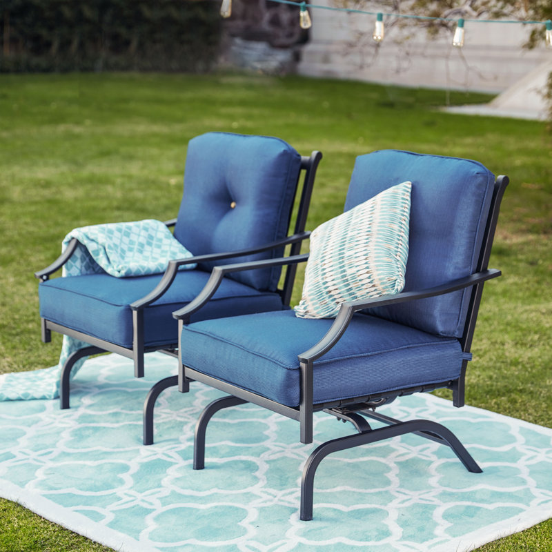 Charlton Home Siemens Outdoor Spring Rocking Chair with Cushions & Reviews | Wayfair
