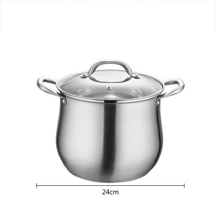 Stainless Steel Deep Stock Cooking Pot With Lid Cater Stew Casserole Boiling 