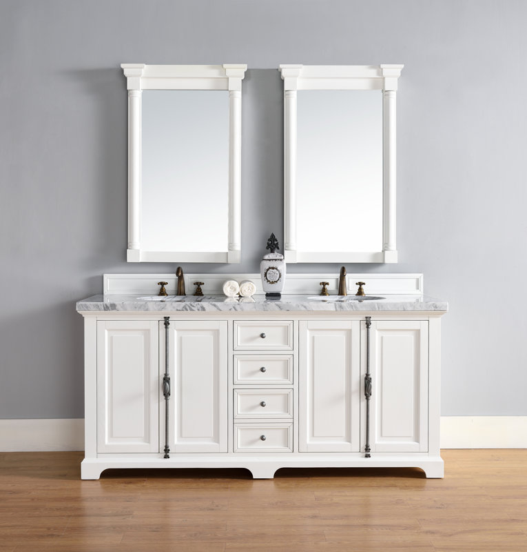 Darby Home Co Belhaven 72 Double Cottage White Granite Top Bathroom Belhaven 72 Double Cottage White Granite Top Bathroom Vanity Set