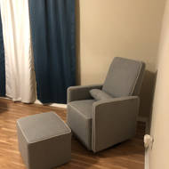 davinci olive upholstered swivel glider with ottoman in cream