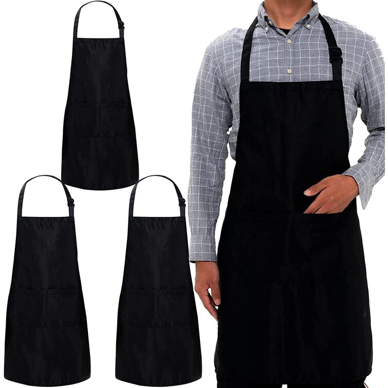 Adjustable Waist Apron Restaurant Home Bib Cooking Kitchen Stripes Pocket Apron