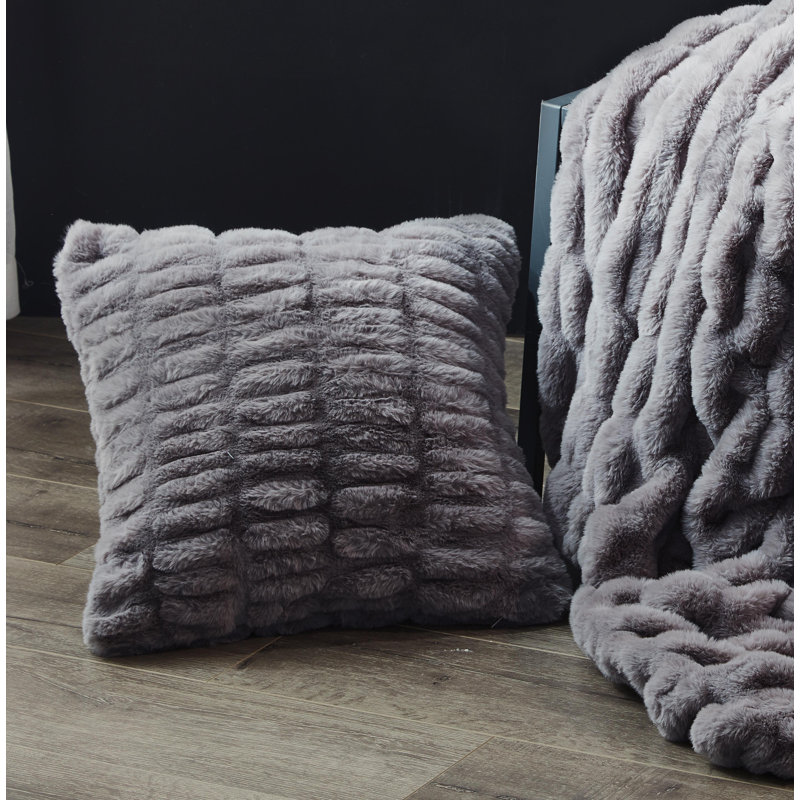 House Of Hampton Lam Sculpted Faux Fur Throw Pillow Reviews Wayfair