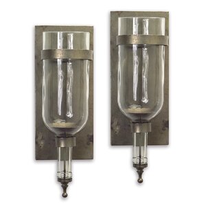 Metal/Glass Sconce (Set of 2)