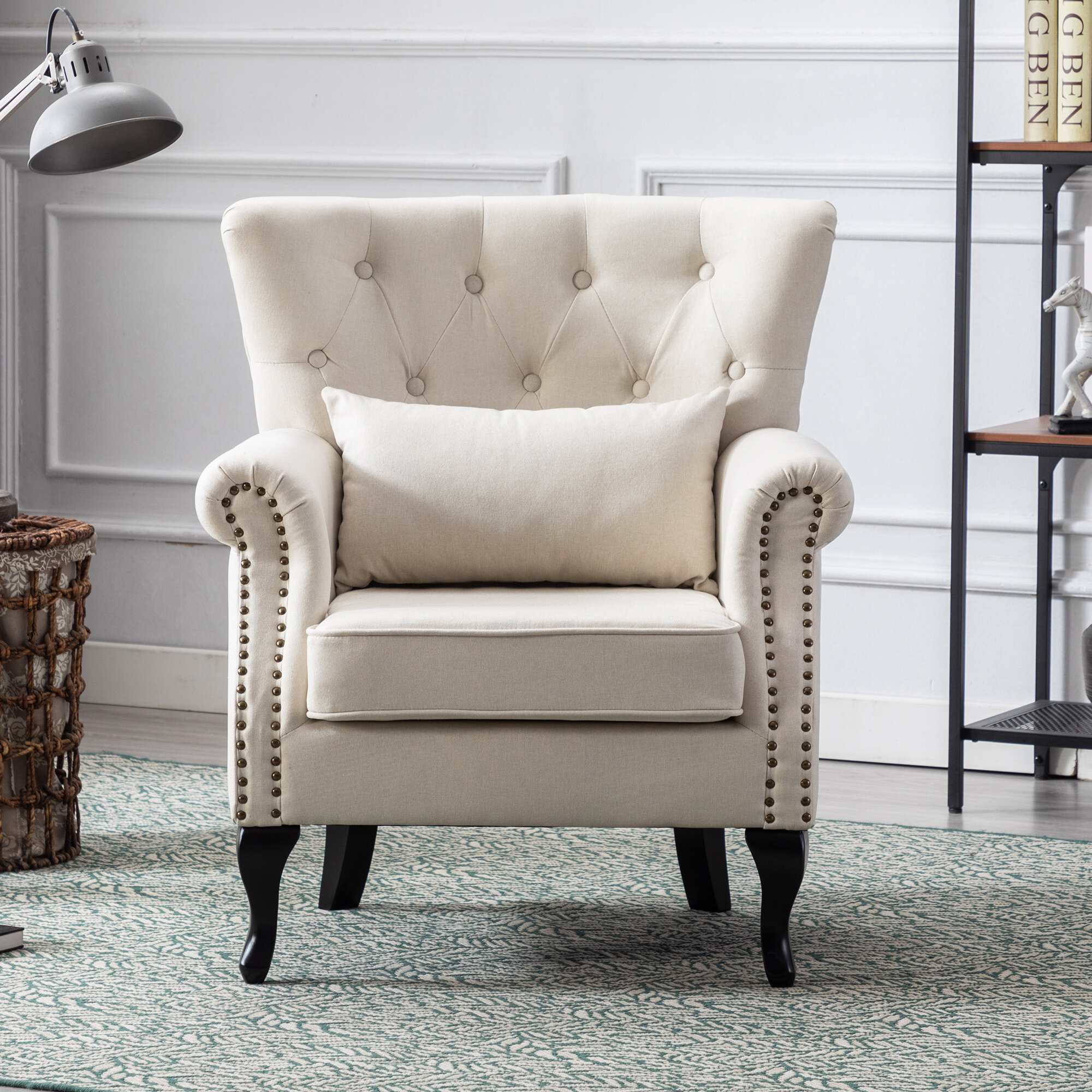 elroy wingback chair and ottoman alcott hill fabric