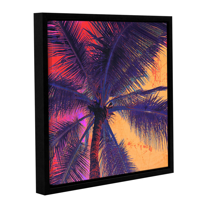 Bay Isle Home Palm Tree Sunset Framed Painting Print On Wrapped