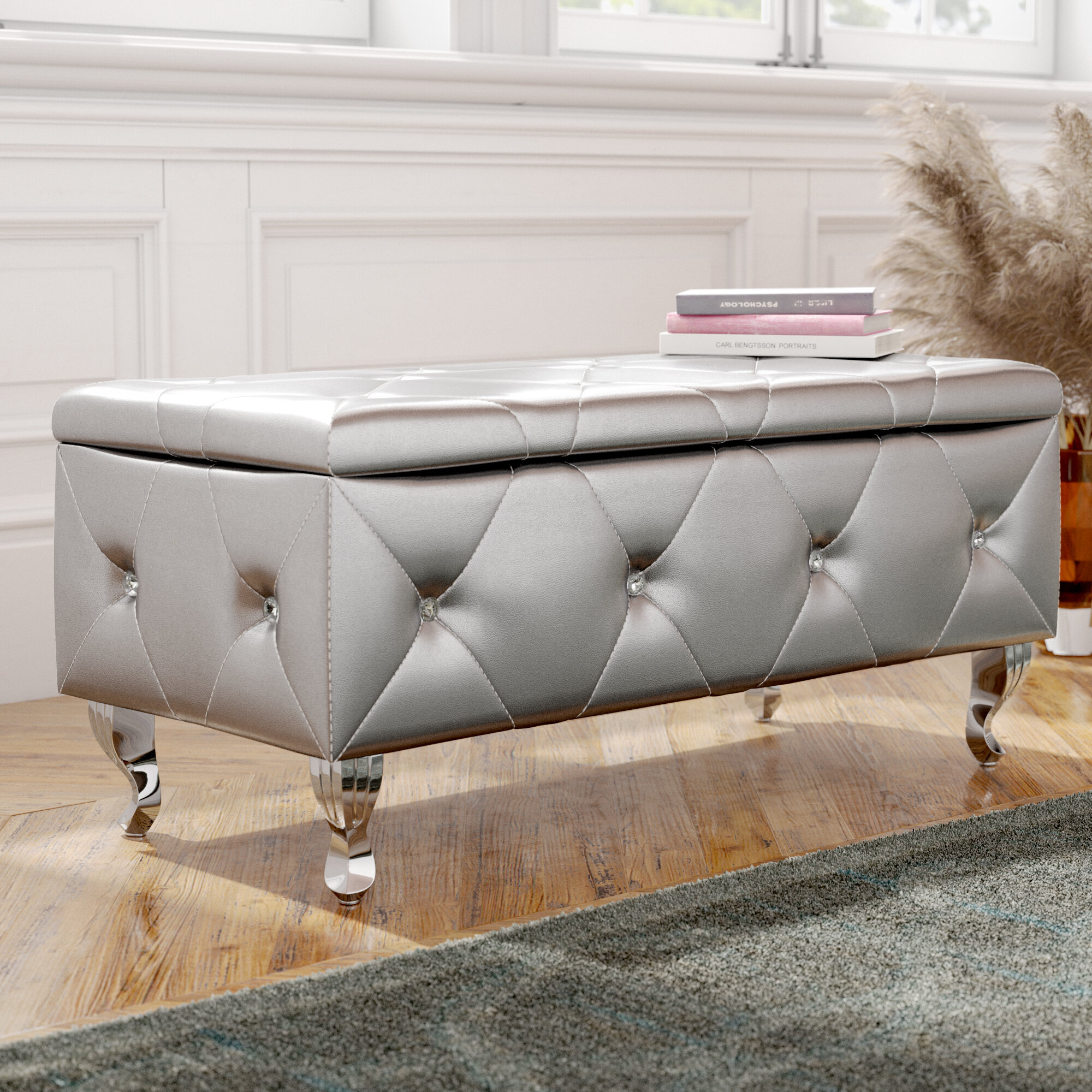 House of Hampton® Victoria Faux Leather Flip Top Storage Bench & Reviews |  Wayfair