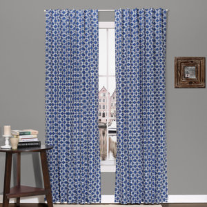 Geo Geometric Semi-Sheer Rod Pocket Curtain Panels (Set of 2)