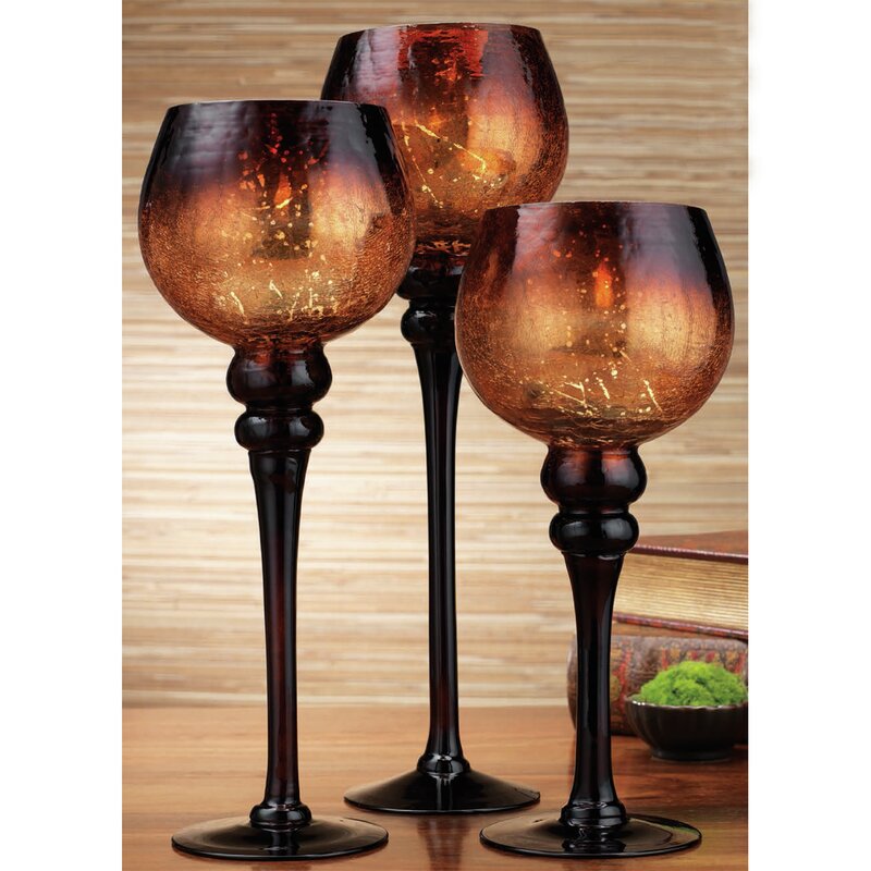 tall glass candle holders set of 3