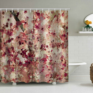Flower tree Bathroom Decor Shower Curtain Waterproof Fabric w/12 Hook 71x71inch 