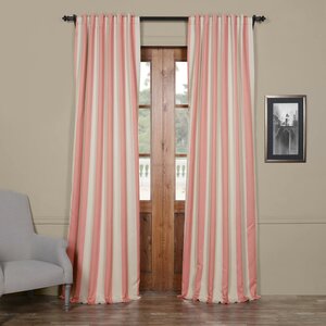 Bialiy Striped Blackout Single Rod Pocket Curtain Panel