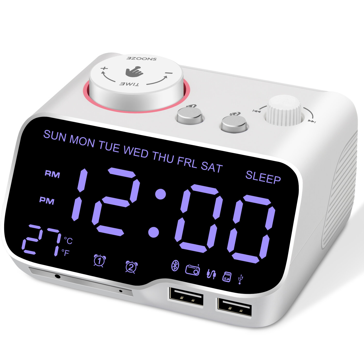 Digital Multifunctional Led Temperature Display Thermometer Music Alarm Clock 